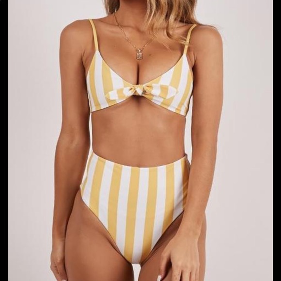 NWT Show Po striped High Waisted Bikini - Picture 1 of 4